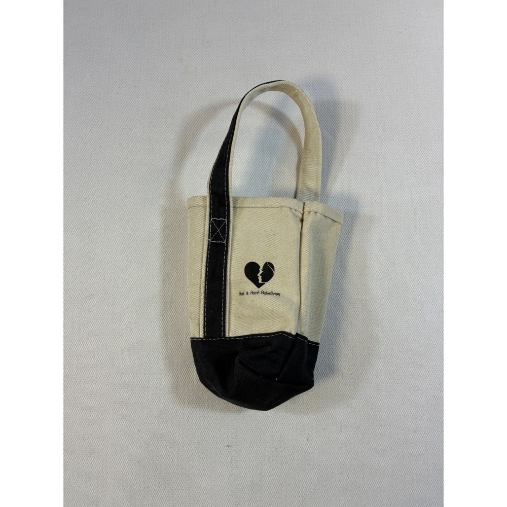 Heal & Heart Philanthropy Small Canvas Tote Bag Black Cream Reusable Wine‎ Bag